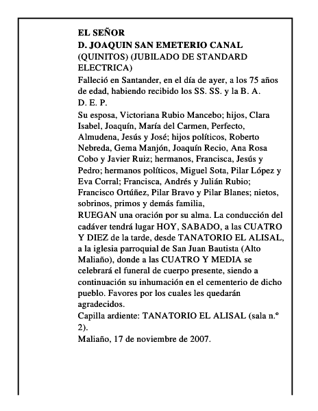 D. JOAQUIN SAN EMETERIO CANAL