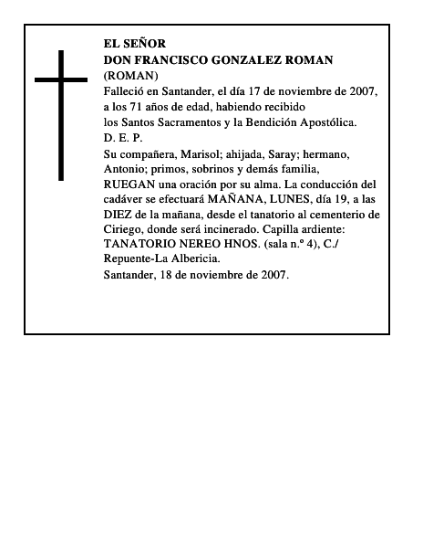DON FRANCISCO GONZALEZ ROMAN