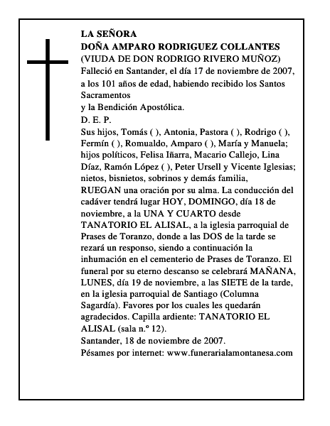 DOÑA AMPARO RODRIGUEZ COLLANTES