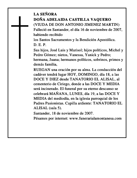 DOÑA ADELAIDA CASTILLA VAQUERO