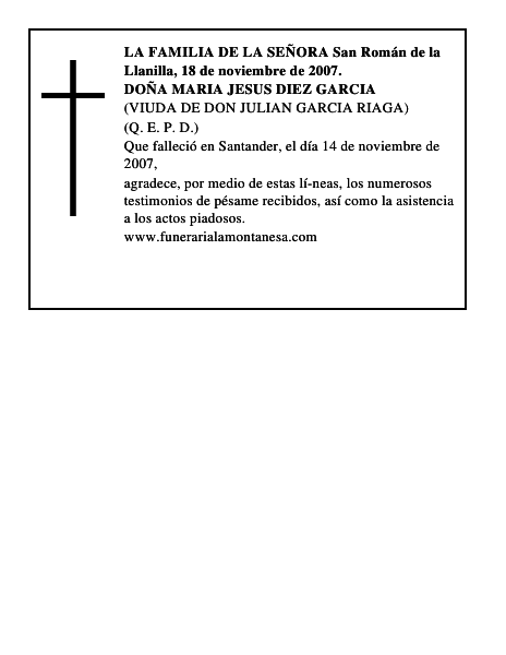 DOÑA MARIA JESUS DIEZ GARCIA
