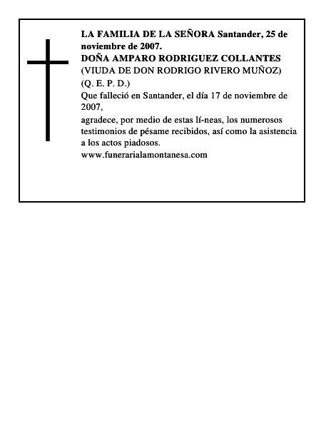 DOÑA AMPARO RODRIGUEZ COLLANTES