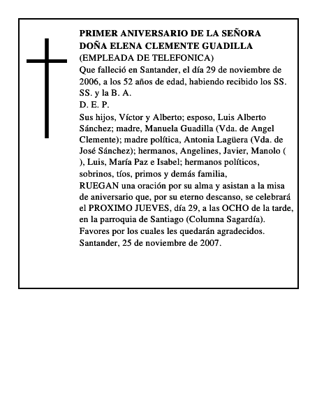 DOÑA ELENA CLEMENTE GUADILLA