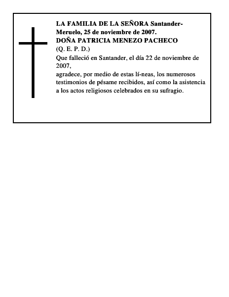 DOÑA PATRICIA MENEZO PACHECO