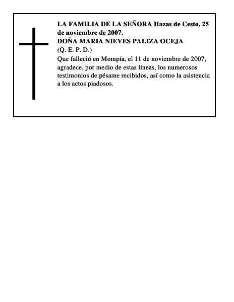 DOÑA MARIA NIEVES PALIZA OCEJA