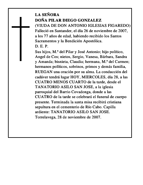 DOÑA PILAR DIEGO GONZALEZ