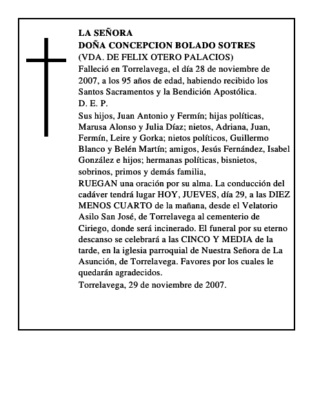 DOÑA CONCEPCION BOLADO SOTRES