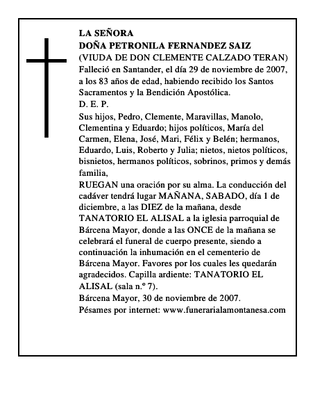 DOÑA PETRONILA FERNANDEZ SAIZ