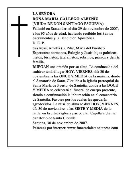 DOÑA MARIA GALLEGO ALBENIZ