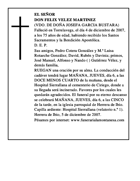 DON FELIX VELEZ MARTINEZ