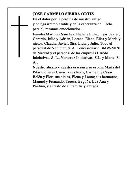 JOSE CARMELO SIERRA ORTIZ