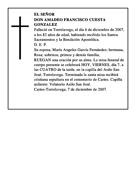 DON AMADEO FRANCISCO CUESTA GONZALEZ