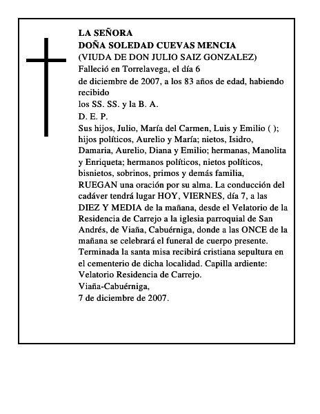 DOÑA SOLEDAD CUEVAS MENCIA