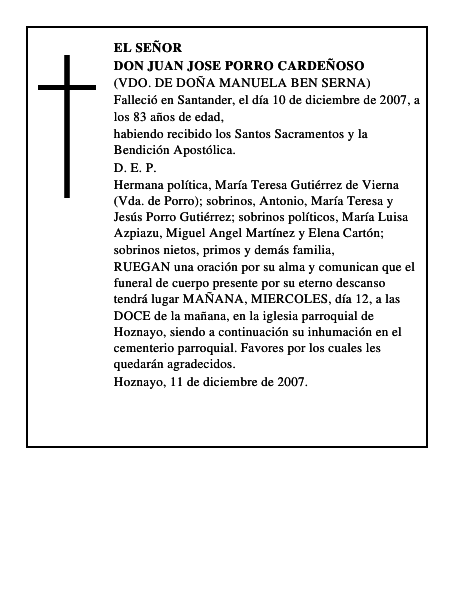 DON JUAN JOSE PORRO CARDEÑOSO