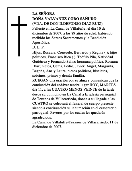 DOÑA VALVANUZ COBO SAÑUDO