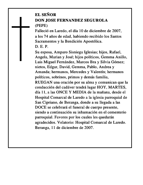 DON JOSE FERNANDEZ SEGUROLA