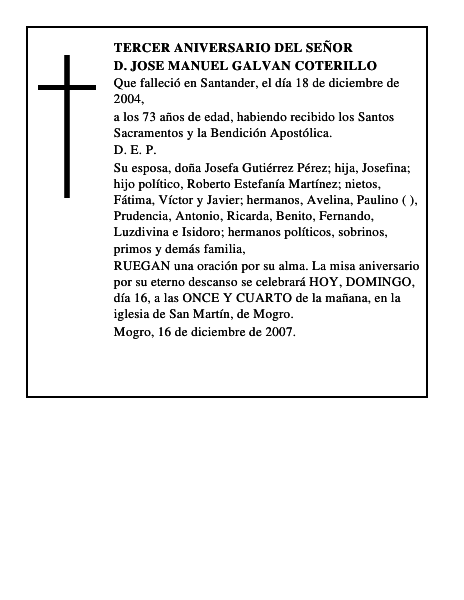 D. JOSE MANUEL GALVAN COTERILLO