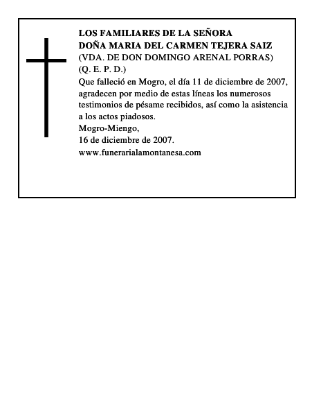 DOÑA MARIA DEL CARMEN TEJERA SAIZ