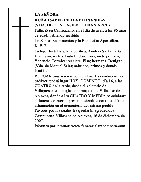 DOÑA ISABEL PEREZ FERNANDEZ