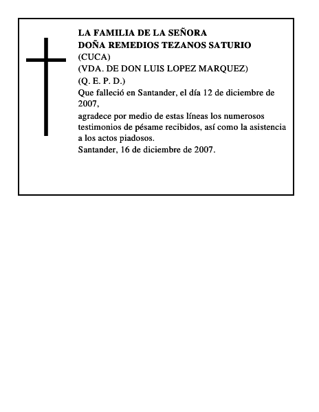 DOÑA REMEDIOS TEZANOS SATURIO