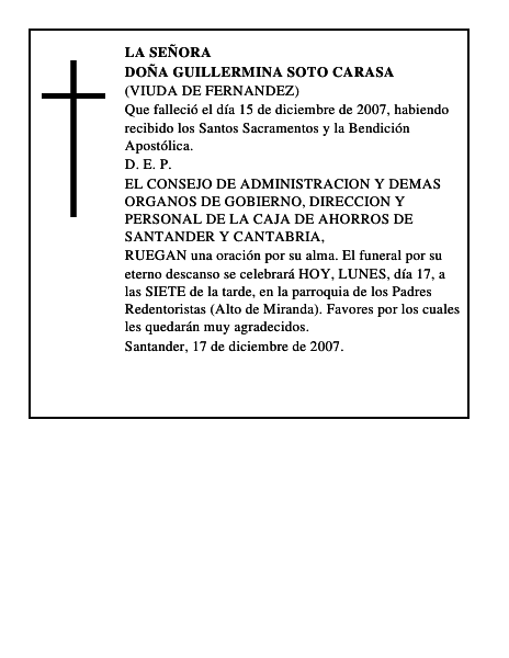 DOÑA GUILLERMINA SOTO CARASA