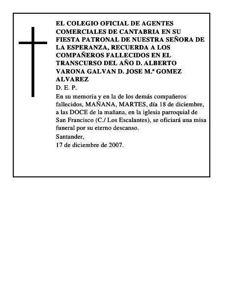 EL COLEGIO OFICIAL DE AGENTES COMERCIALES DE CANTABRIA EN SU FIESTA PATRONAL DE NUESTRA SEÑO
