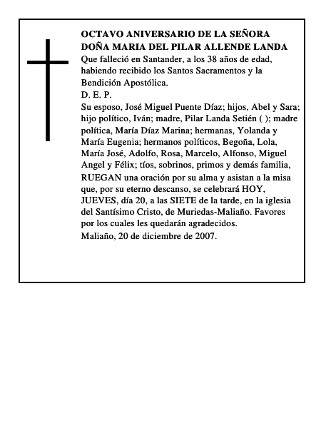 DOÑA MARIA DEL PILAR ALLENDE LANDA