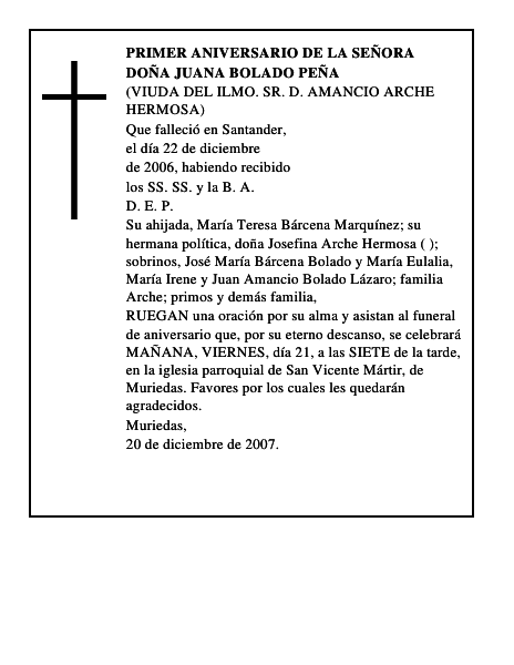 DOÑA JUANA BOLADO PEÑA