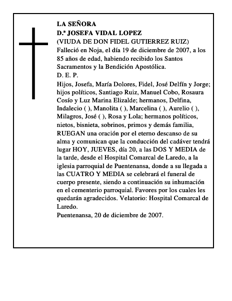 D.ª JOSEFA VIDAL LOPEZ