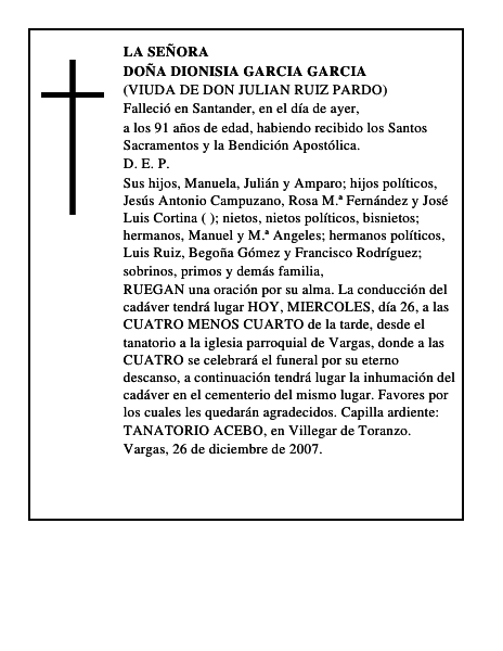DOÑA DIONISIA GARCIA GARCIA
