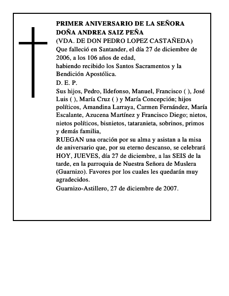 DOÑA ANDREA SAIZ PEÑA