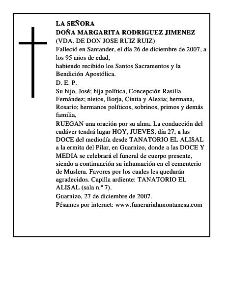 DOÑA MARGARITA RODRIGUEZ JIMENEZ