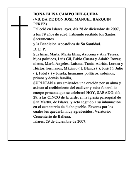 DOÑA ELISA CAMPO HELGUERA