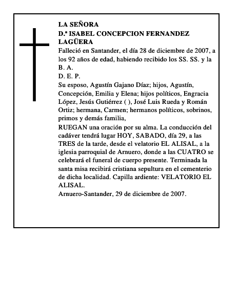 D.ª ISABEL CONCEPCION FERNANDEZ LAGÜERA
