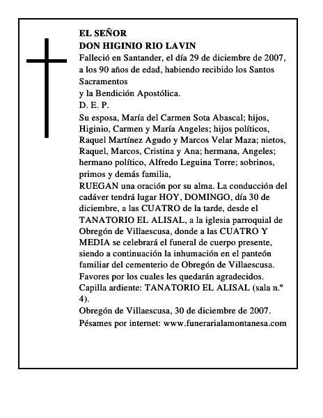 DON HIGINIO RIO LAVIN