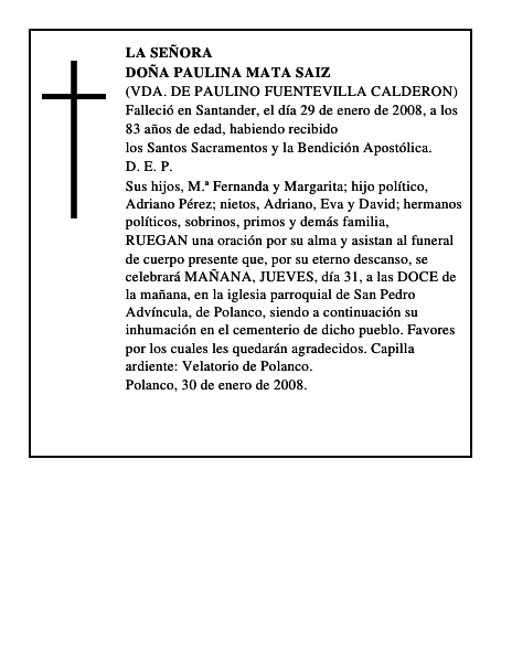 DOÑA PAULINA MATA SAIZ