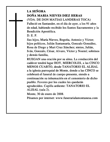 DOÑA MARIA NIEVES DIEZ HERAS