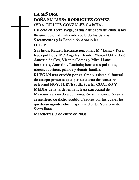 DOÑA M.ª LUISA RODRIGUEZ GOMEZ