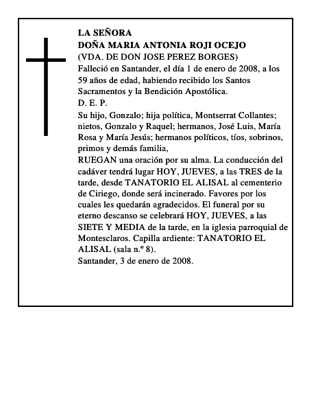 DOÑA MARIA ANTONIA ROJI OCEJO
