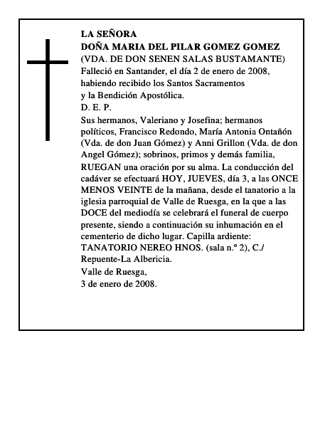 DOÑA MARIA DEL PILAR GOMEZ GOMEZ