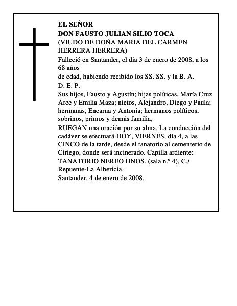DON FAUSTO JULIAN SILIO TOCA