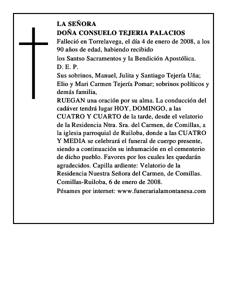 DOÑA CONSUELO TEJERIA PALACIOS