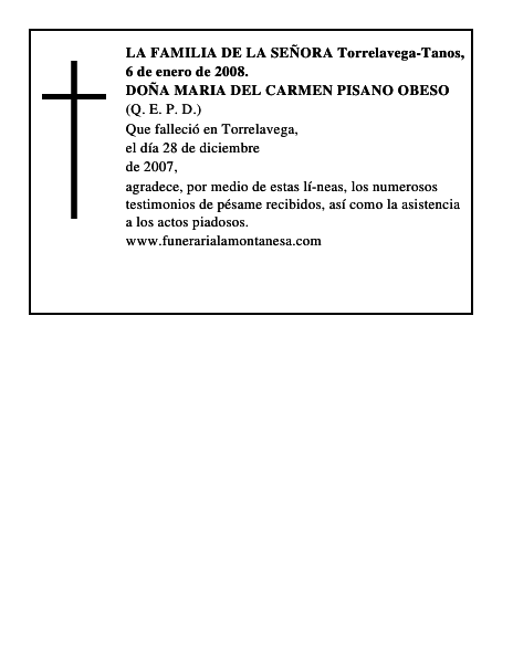 DOÑA MARIA DEL CARMEN PISANO OBESO