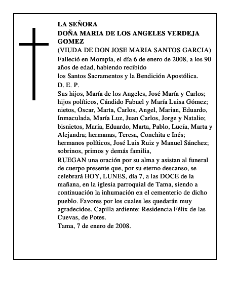 DOÑA MARIA DE LOS ANGELES VERDEJA GOMEZ