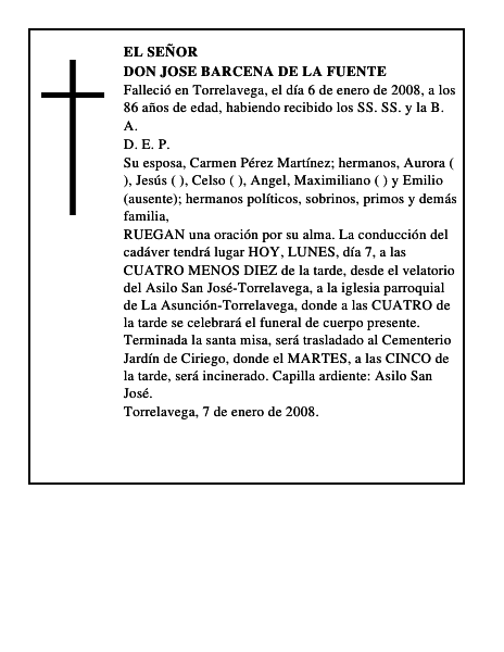DON JOSE BARCENA DE LA FUENTE