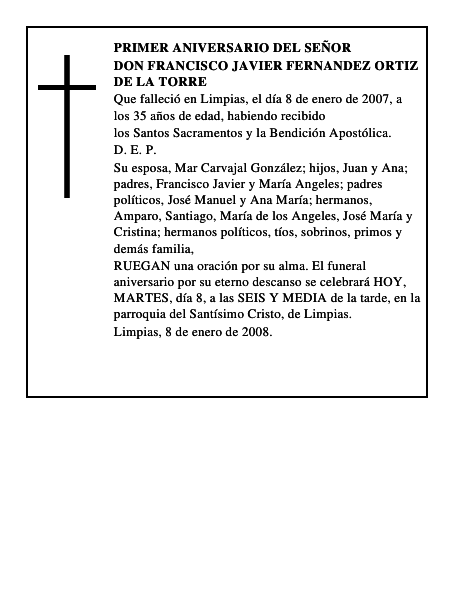 DON FRANCISCO JAVIER FERNANDEZ ORTIZ DE LA TORRE