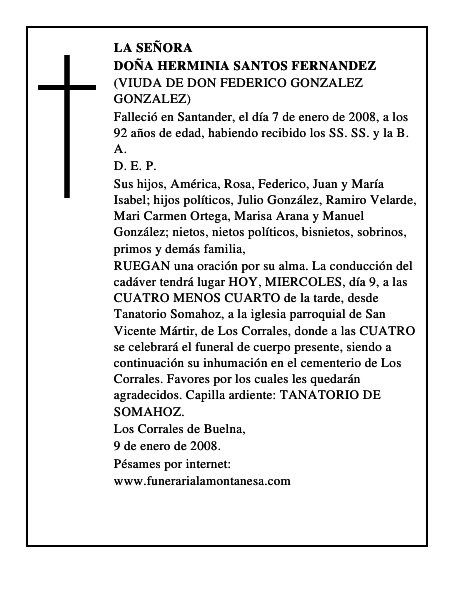 DOÑA HERMINIA SANTOS FERNANDEZ