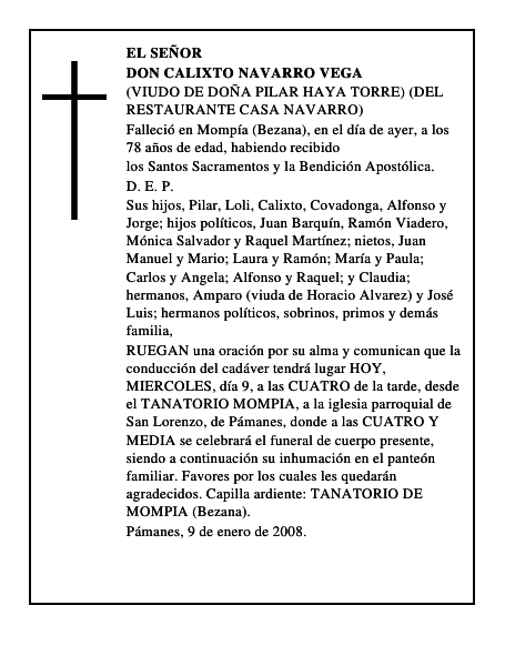 DON CALIXTO NAVARRO VEGA