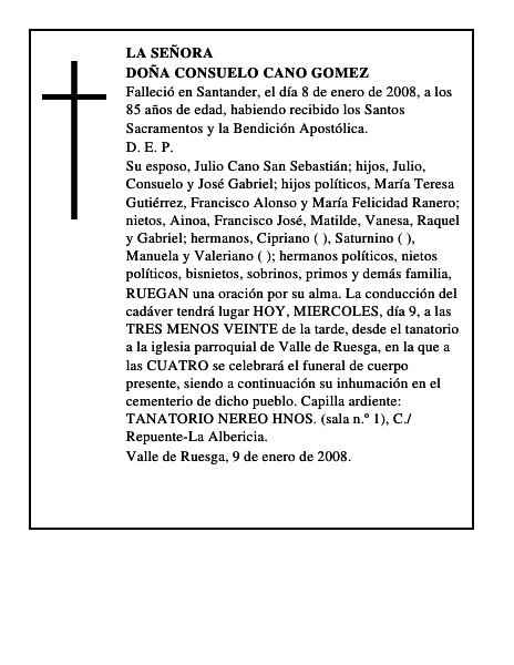 DOÑA CONSUELO CANO GOMEZ