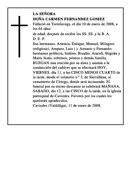 DOÑA CARMEN FERNANDEZ GOMEZ